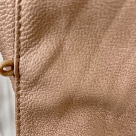 Zara Basic Baby Pink Vegan Faux Leather Moto Boho Button Cropped Blazer Size XS - Picture 9 of 12